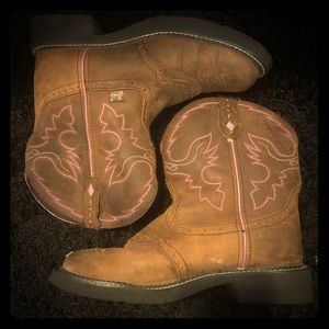 Pink and brown cowgirl boots